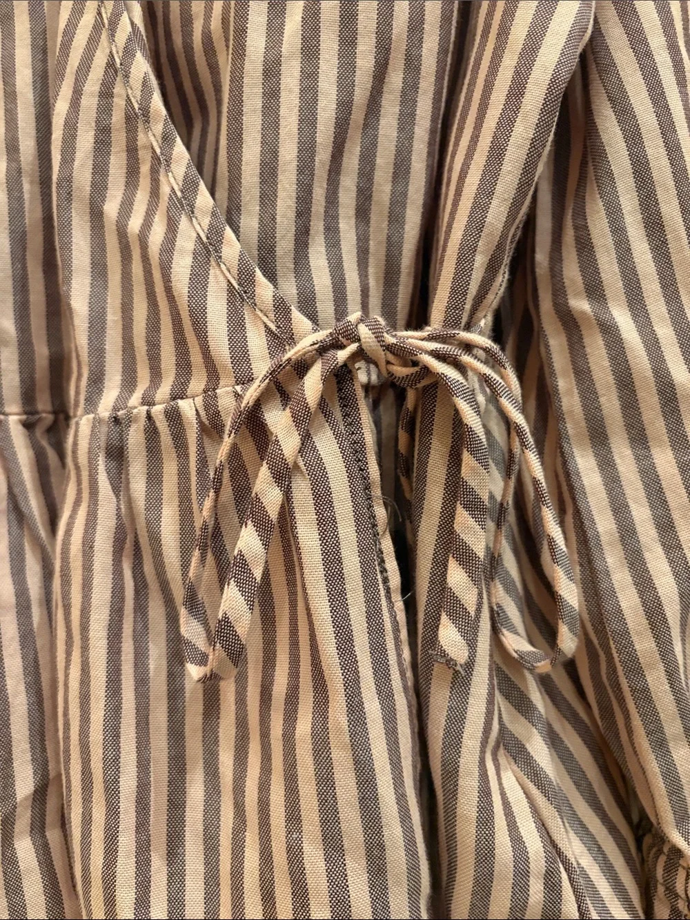 Madewell Striped Pink Wrap Peplum Top - Women